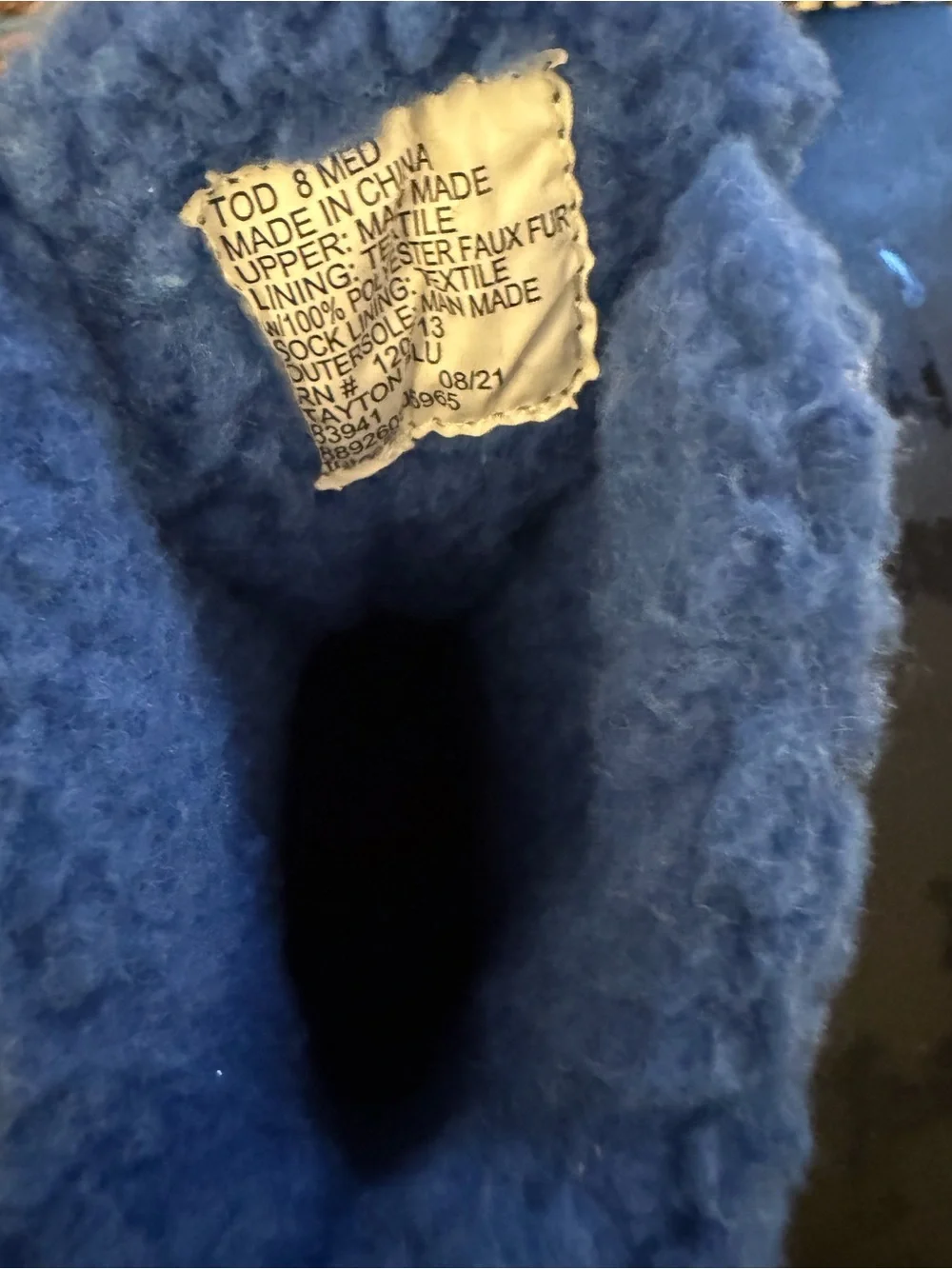 Children's Black Winter Boots with Blue Plush Lining